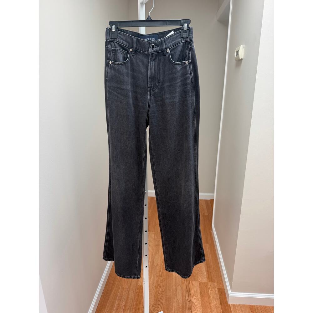 Veronica Beard Kasey Mid Rise Wide Leg Jeans Washed Onyx size 24 - Picture 3 of 10